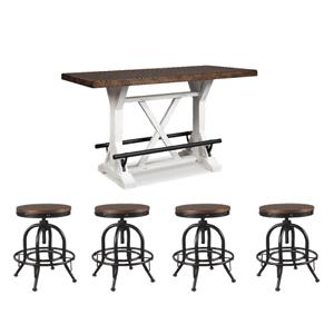 Bowery Hill 5-Piece Dining Counter Height Table & Adjustable Swivel Stools
