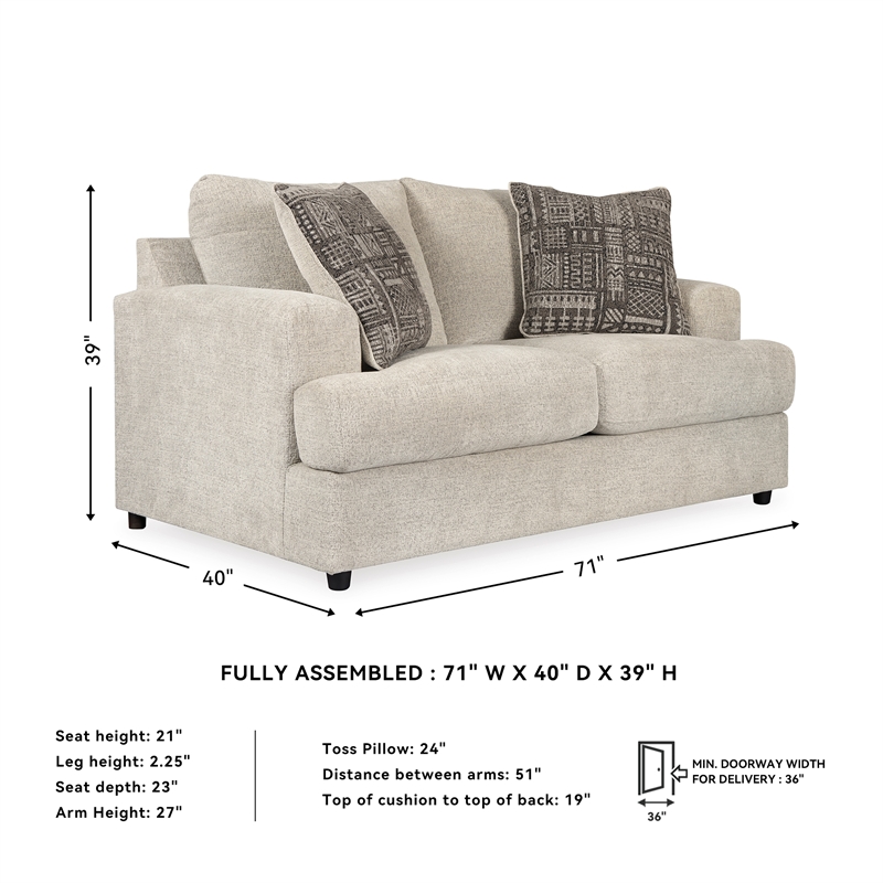 Bowery Hill 2-Piece Living Room Set of  Sofa & Loveseat in Chenille Upholstery
