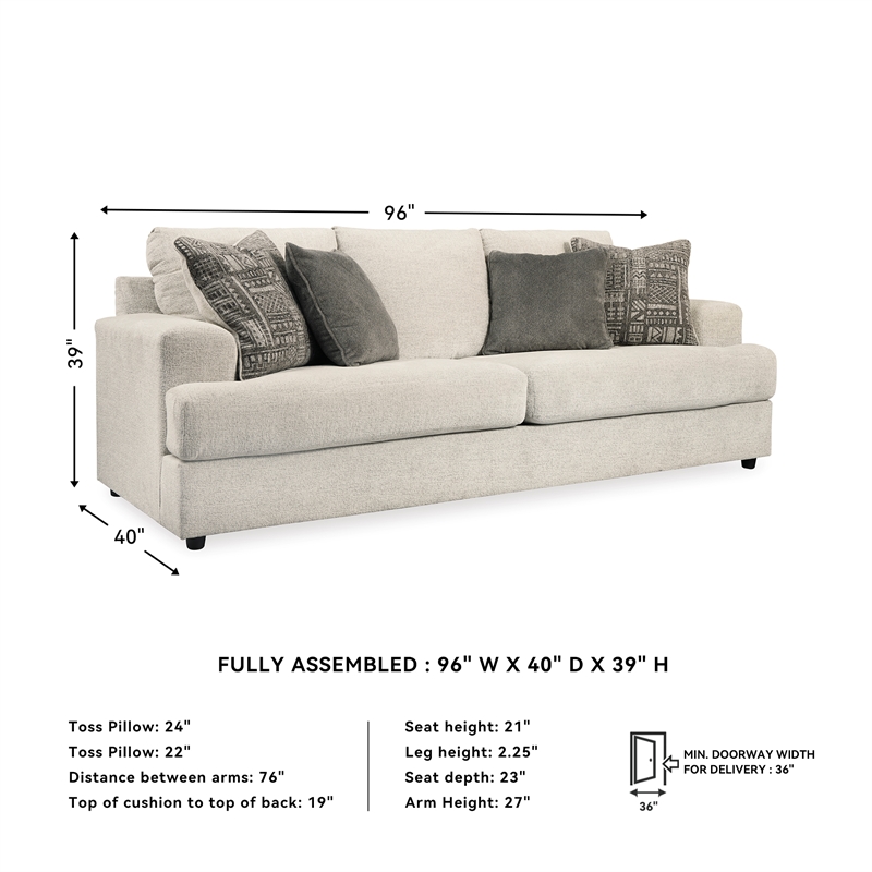 Bowery Hill 2-Piece Living Room Set of  Sofa & Loveseat in Chenille Upholstery