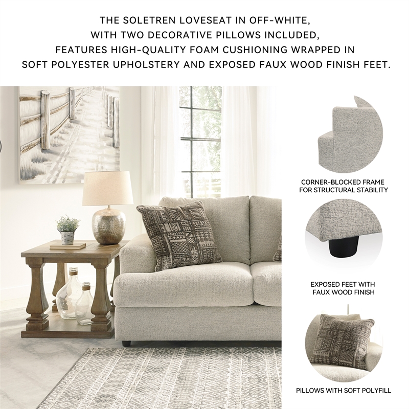 Bowery Hill 2-Piece Living Room Set of  Sofa & Loveseat in Chenille Upholstery