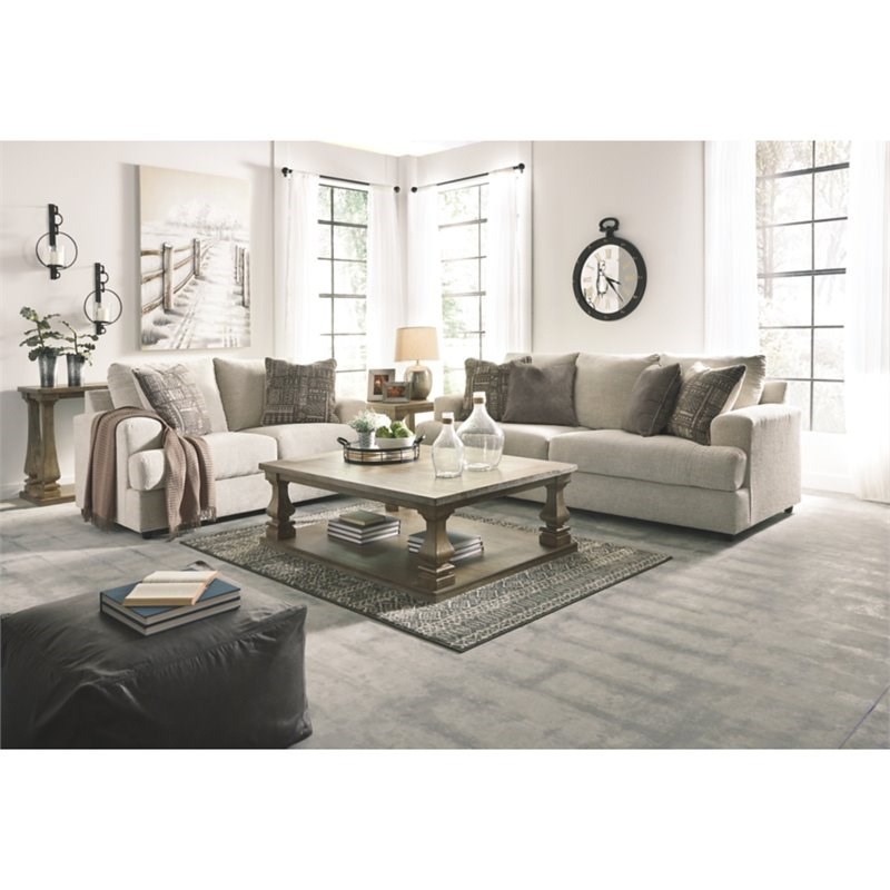 Bowery Hill 2-Piece Living Room Set of  Sofa & Loveseat in Chenille Upholstery