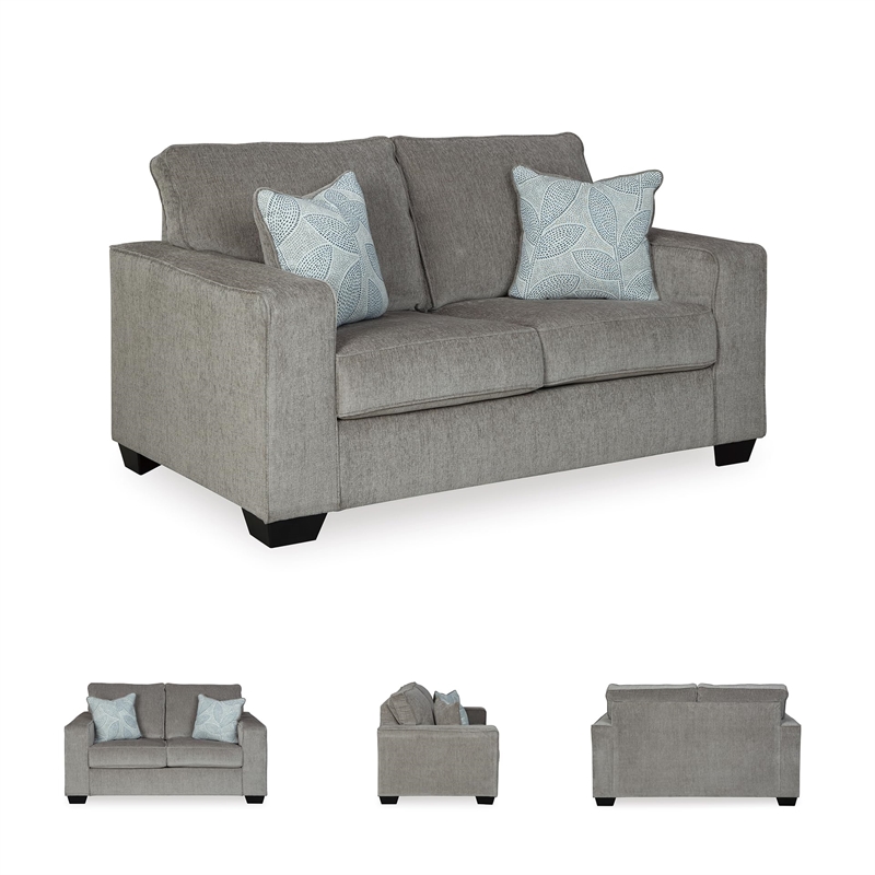 Bowery Hill Loveseat & Sofa Set in Alloy Upholstered Chenille