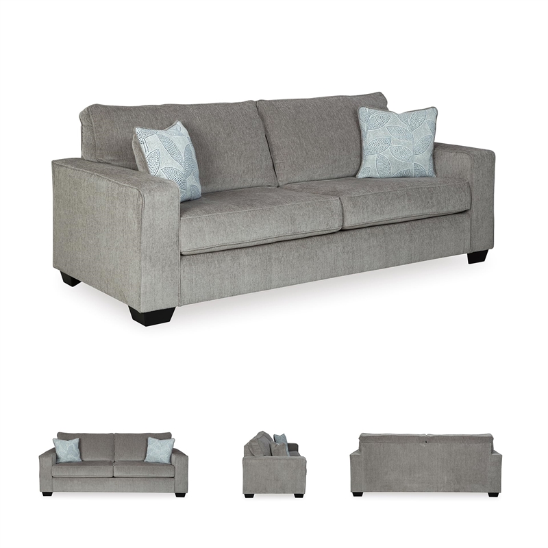 Bowery Hill Loveseat & Sofa Set in Alloy Upholstered Chenille