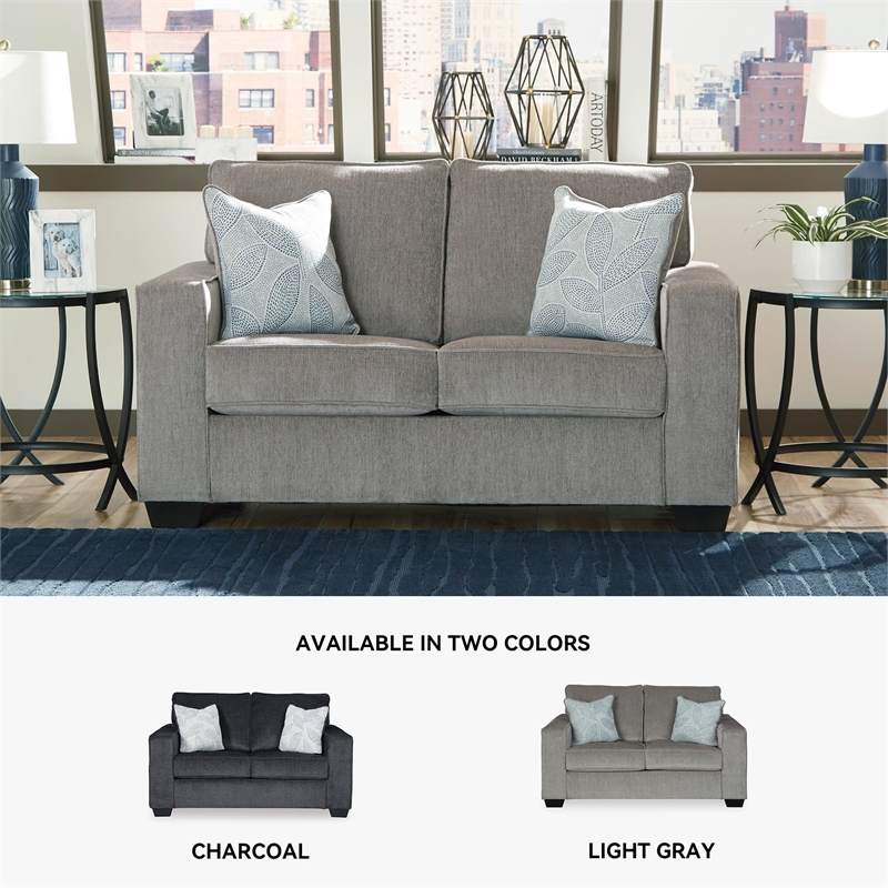 Bowery Hill Loveseat & Sofa Set in Alloy Upholstered Chenille