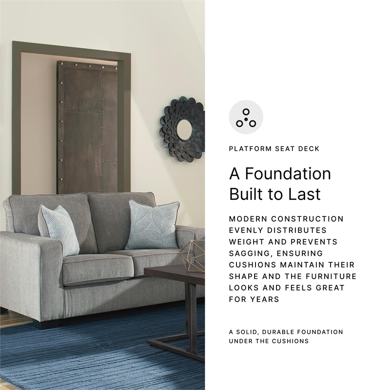 Bowery Hill Loveseat & Sofa Set in Alloy Upholstered Chenille