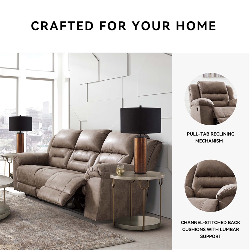 Bowery Hill 2-Piece Reclining Sofa & Loveseat Set in Light Brown Faux Leather