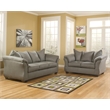 Bowery Hill Loveseat & Sofa Set in Cobblestone Polyester Fabric