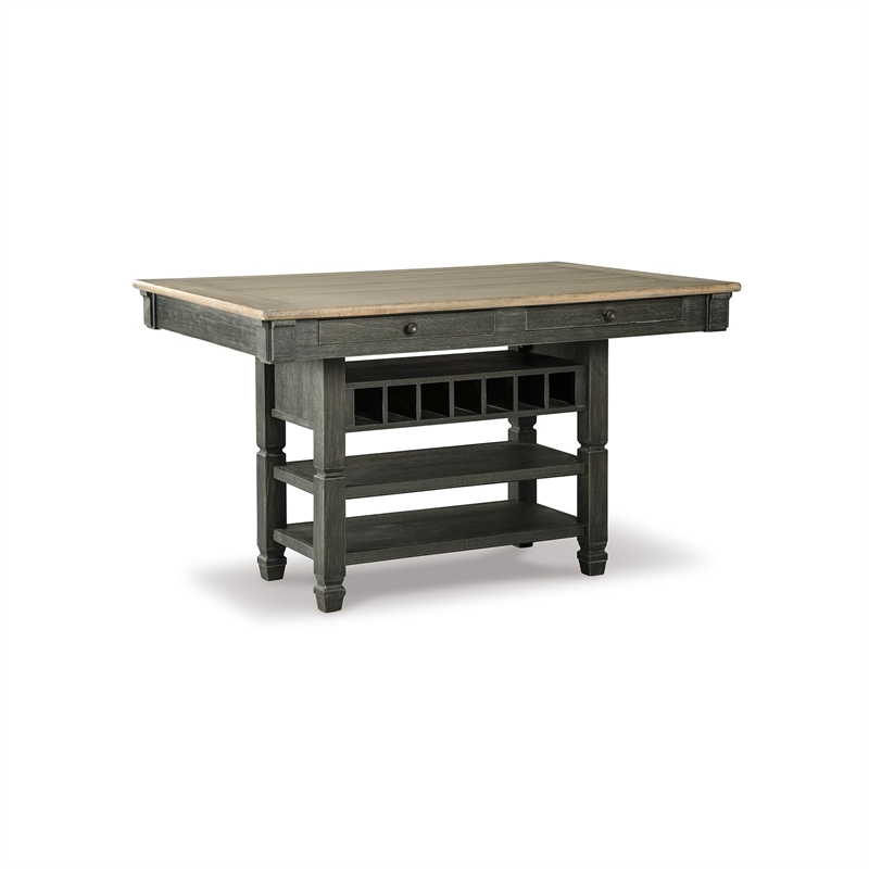 Bowery Hill 7-Piece Counter Height Wine Rack Table & Upholstered Counter Stools