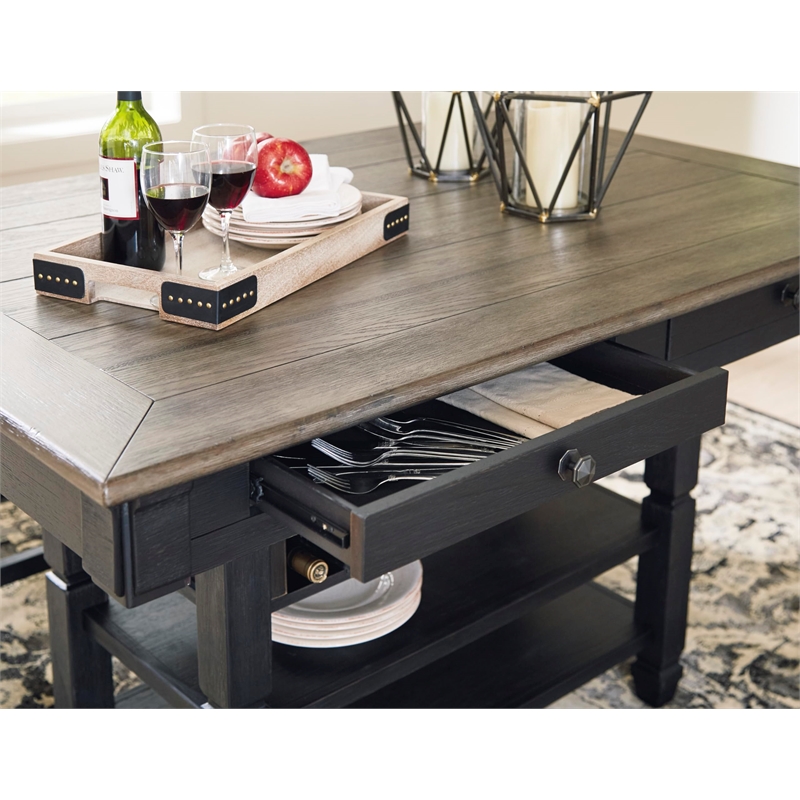 Bowery Hill 5-Piece Counter Height Dining Set of Wine Rack Table & 4 Chairs