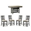 Bowery Hill 5-Piece Counter Height Dining Set of Wine Rack Table & 4 Chairs