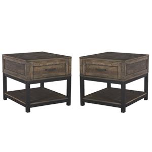 Bowery Hill 2-Piece Farmhouse Wood End Table Set in Grayish Brown