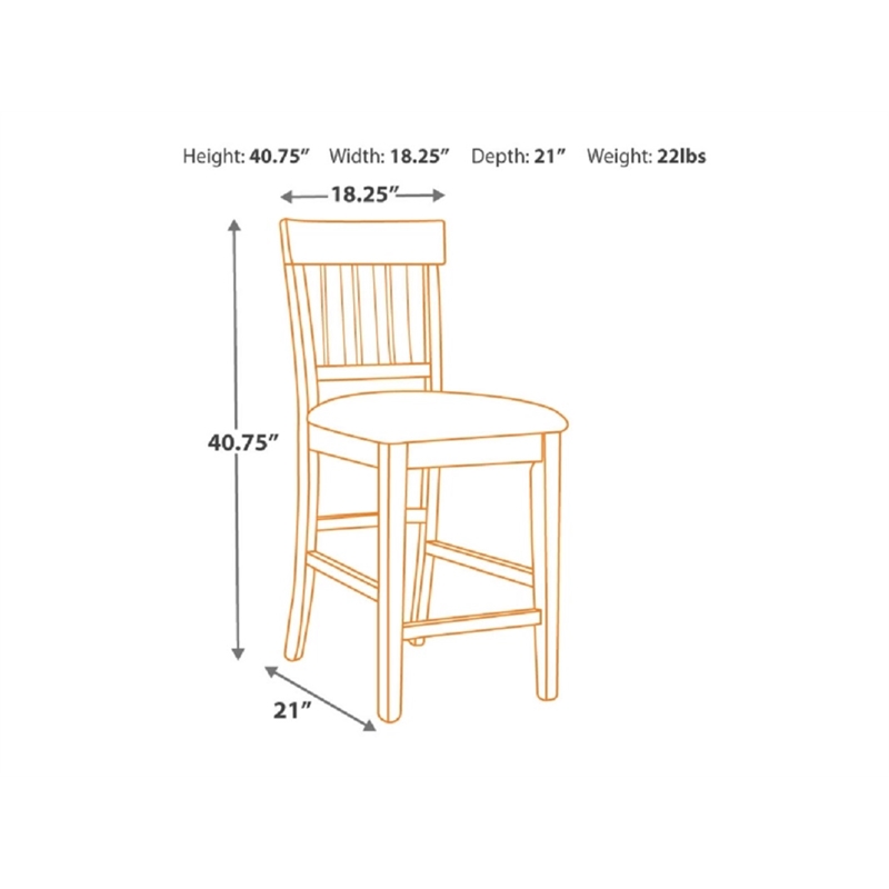 Bowery Hill Set of 2 Counter Stools in Dark Brown with Faux Leather Upholstery