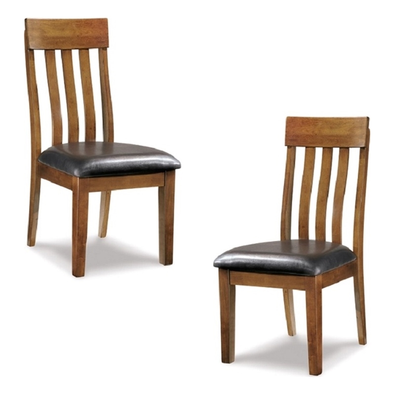 Bowery Hill Set of 2 Upholstered Dining Chairs in Medium Brown