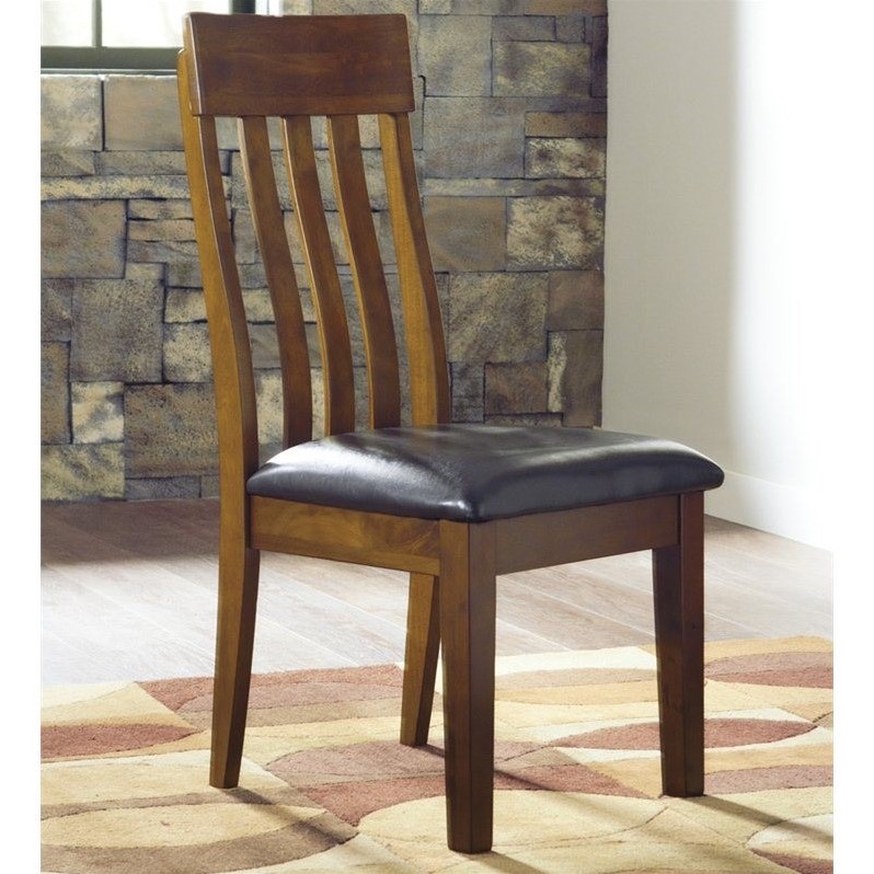 Bowery Hill Set of 2 Upholstered Dining Chairs in Medium Brown
