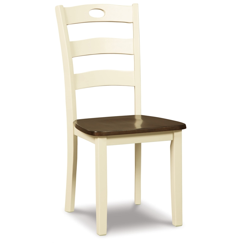 Bowery Hill Set of 2 Cottage Dining Side Chairs in Cream and Brown
