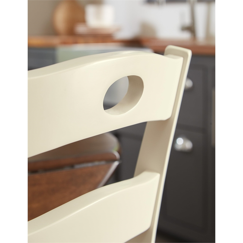 Bowery Hill Set of 2 Cottage Dining Side Chairs in Cream and Brown