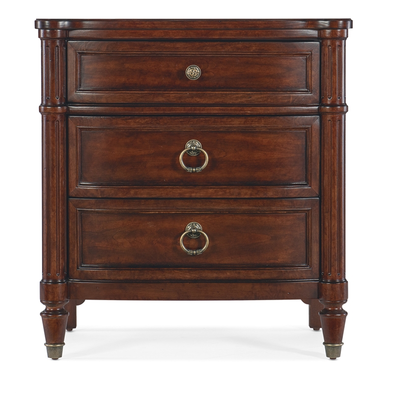 Bowery Hill King Bed & 2 Nightstands Set in Cherry Brown