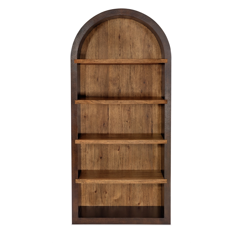 Bowery Hill Entertainment Console & 2 Etagere Bookcases in Gray & Brown