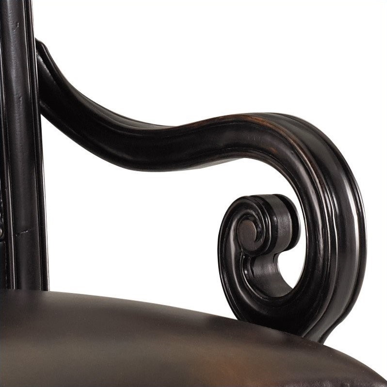 Bowery Hill Executive Desk & Office Leather Chair Set in Black