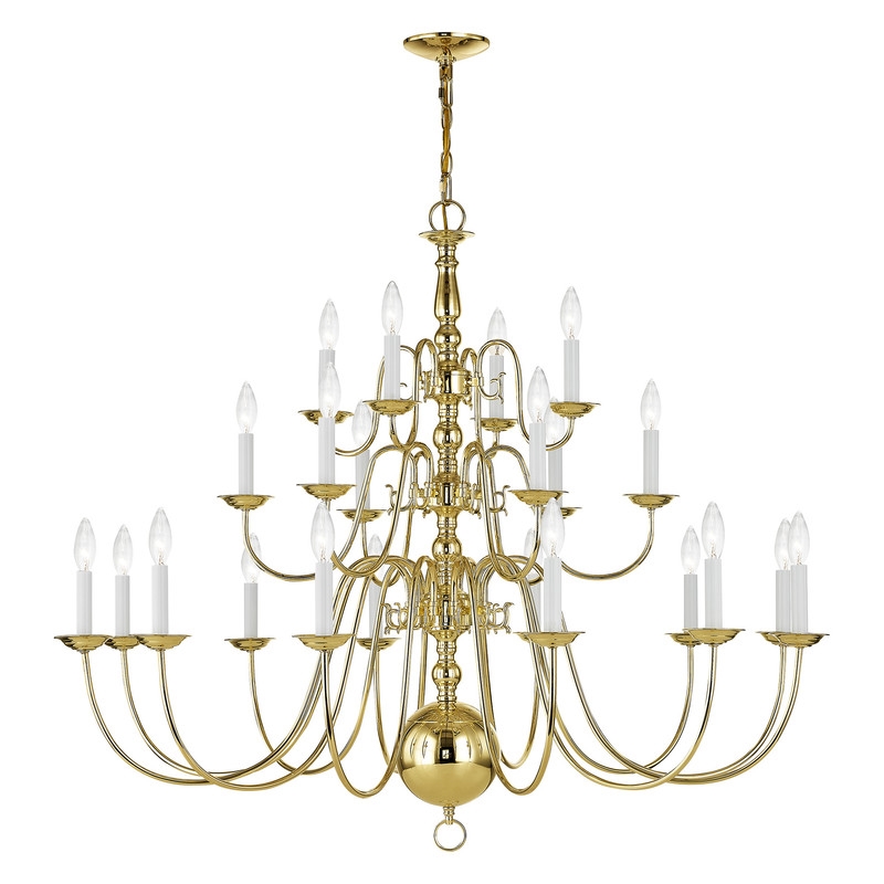 Bowery Hill Contemporary 22-Light Chandelier in Polished Brass