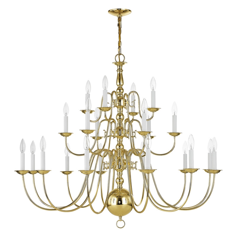 Bowery Hill Contemporary 22-Light Chandelier in Polished Brass