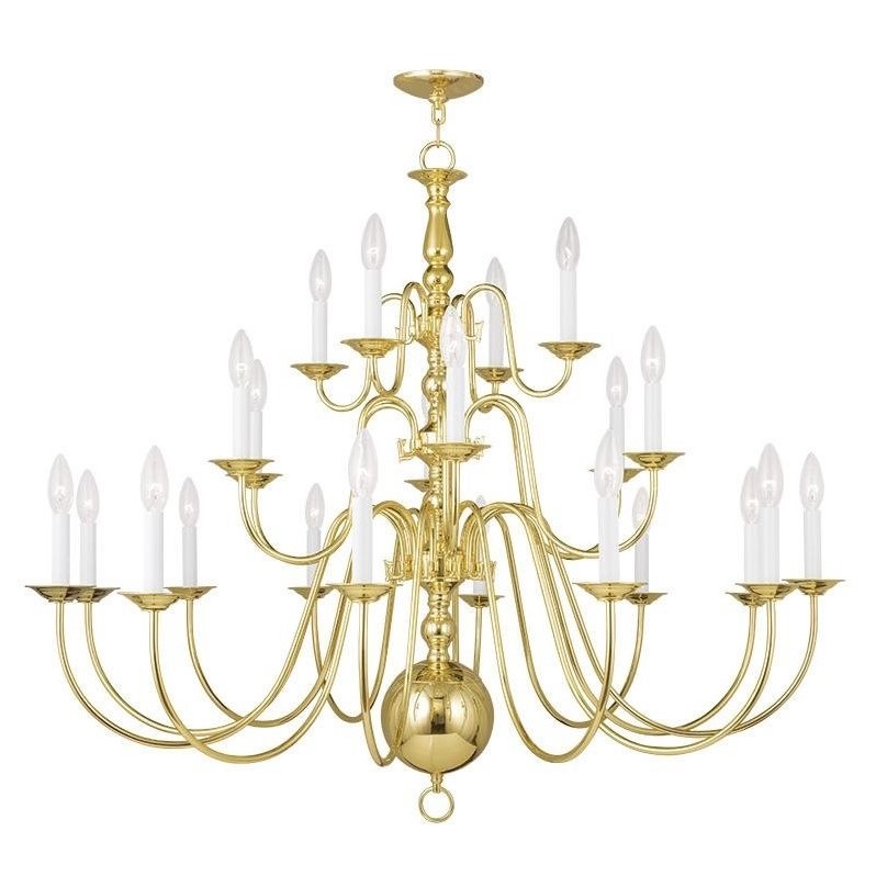 Bowery Hill Contemporary 22-Light Chandelier in Polished Brass