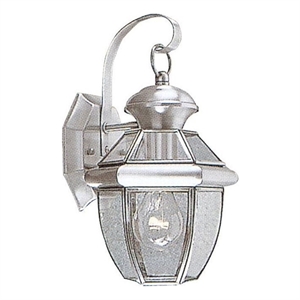 Bowery Hill 1-Light 60W Brass Outdoor Wall Lantern in Brushed Nickel