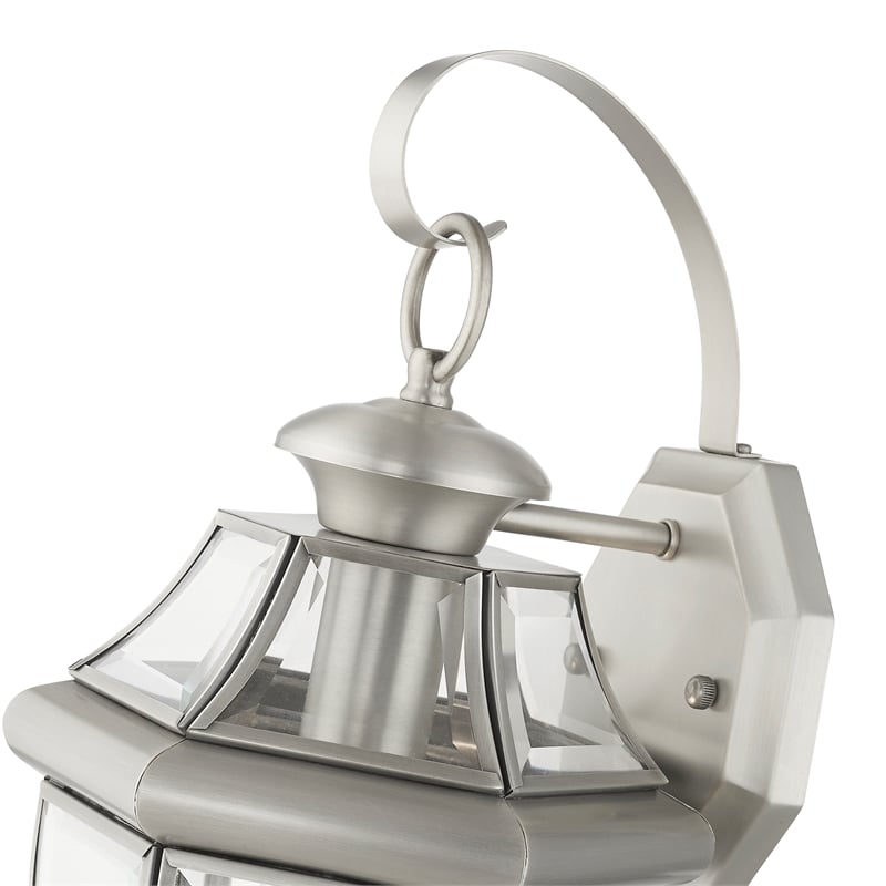 Bowery Hill 1-Light 100W Brass Outdoor Wall Lantern in Nickel