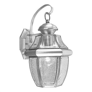 Bowery Hill 1-Light 100W Brass Outdoor Wall Lantern in Nickel