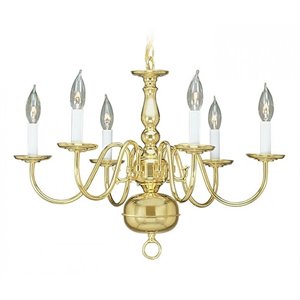 Bowery Hill Contemporary 6-Light Metal Chandelier in Polished Brass