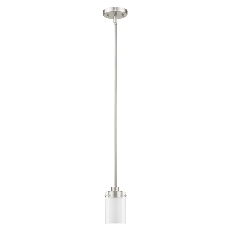 Bowery Hill 1-Light Metal & Glass Single Pendant in Brushed Nickel