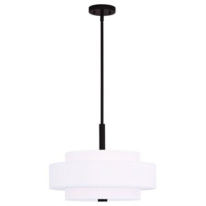 Bowery Hill Contemporary Triple Drum Shade 4-Light Pendant in Bronze