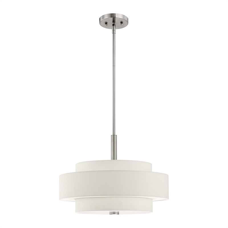 Bowery Hill 4-Light Metal & Fabric Pendant in Brushed Nickel