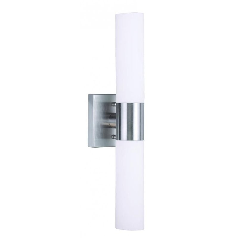 Bowery Hill 2-Light Twist Lock Glass/Metal Bath Light in Brushed Nickel