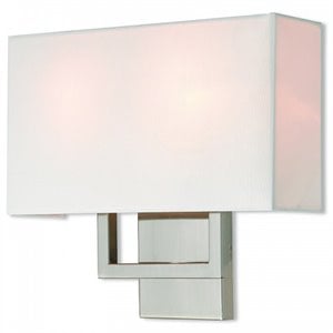 Bowery Hill 13&quot 2-Light Metal & Fabric Wall Sconce in Brushed Nickel