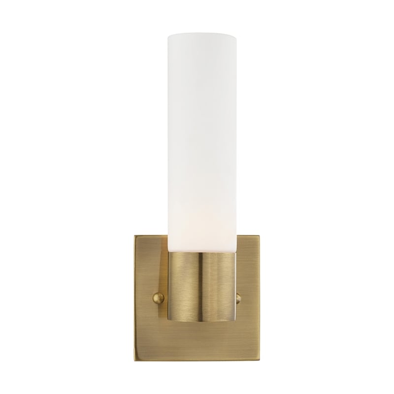 Bowery Hill 1-Light Twist Lock Glass/Metal Wall Sconce in Antique Brass