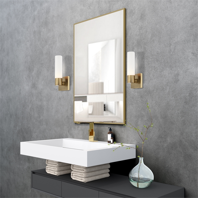 Bowery Hill 1-Light Twist Lock Glass/Metal Wall Sconce in Antique Brass