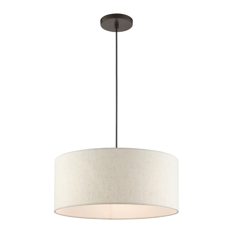 Bowery Hill 3-Light Modern Metal Drum Pendant in English Bronze
