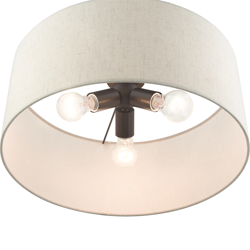 Bowery Hill 3-Light Modern Metal Drum Pendant in English Bronze