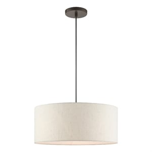 Bowery Hill 3-Light Modern Metal Drum Pendant in English Bronze