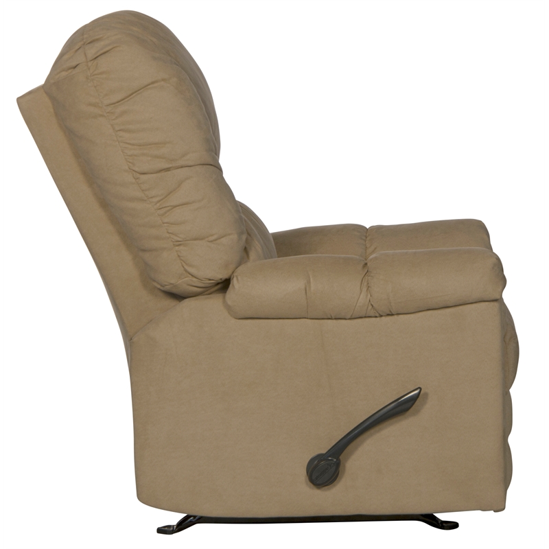 Bowery Hill Rocker Recliner in Linen Beige Polyester Microfiber Fabric