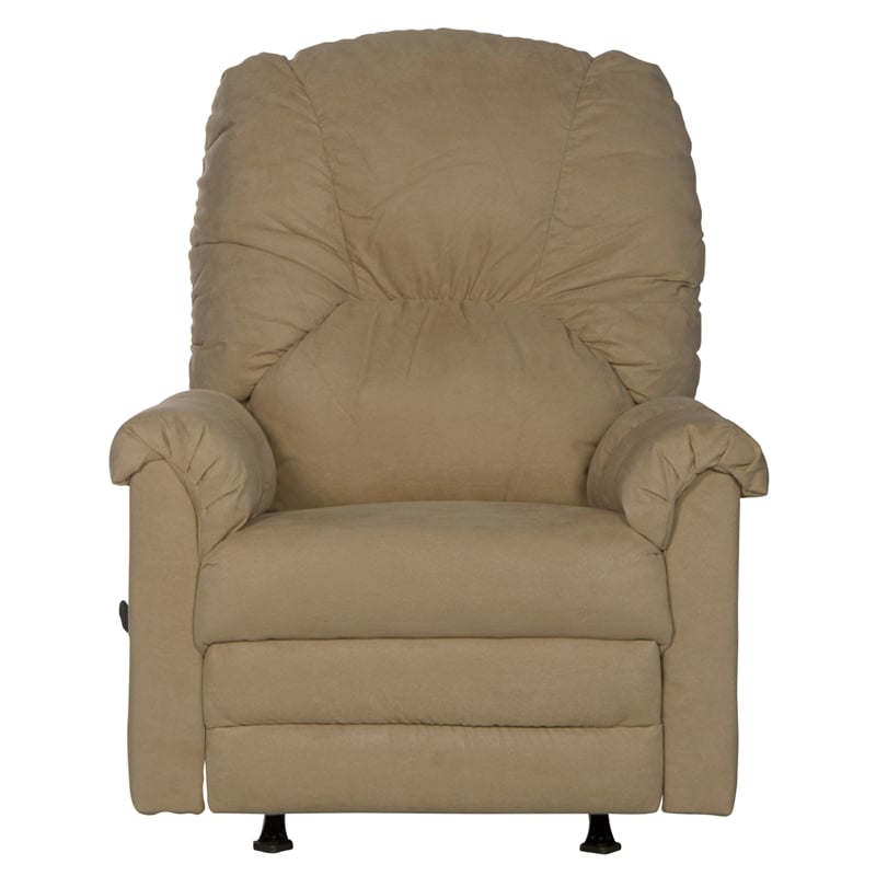 Bowery Hill Rocker Recliner in Linen Beige Polyester Microfiber Fabric
