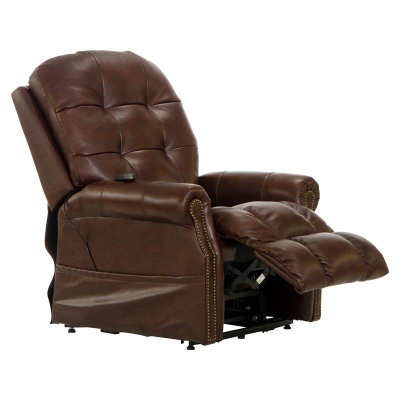 Bowery Hill Brown Leather Power Lift Lay Flat Recliner with Heat & Massage