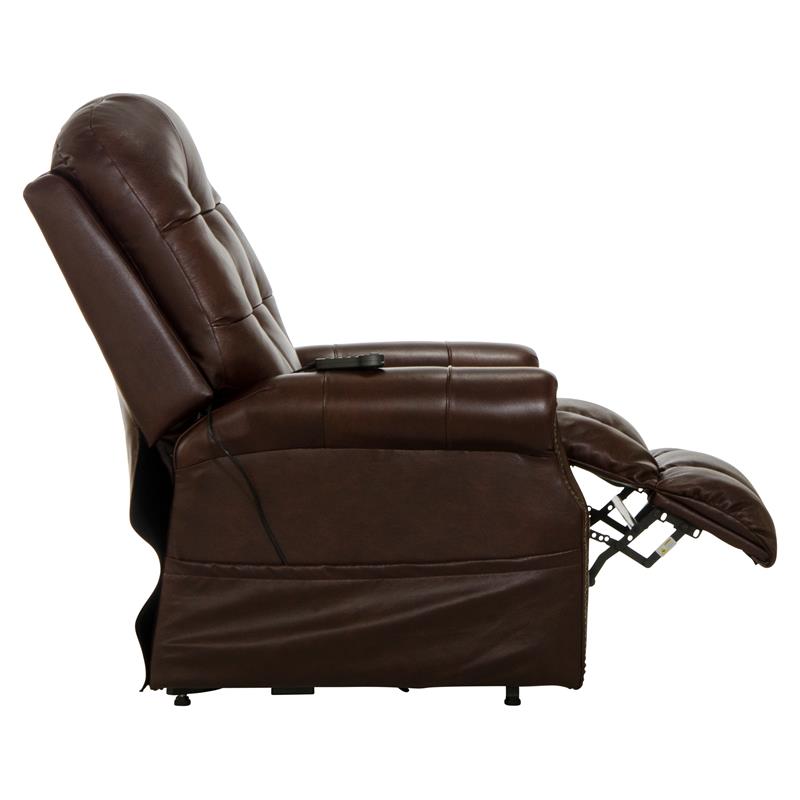 Bowery Hill Brown Leather Power Lift Lay Flat Recliner with Heat & Massage