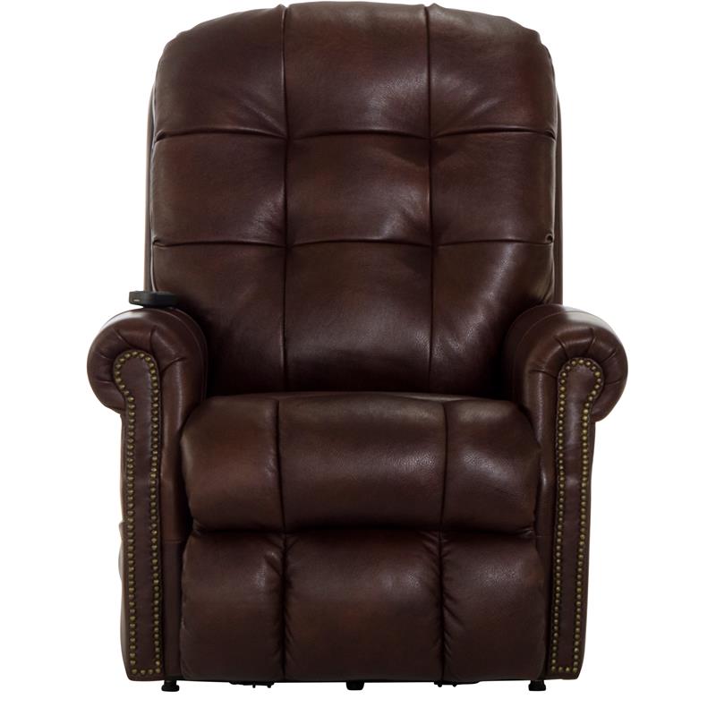 Bowery Hill Brown Leather Power Lift Lay Flat Recliner with Heat & Massage