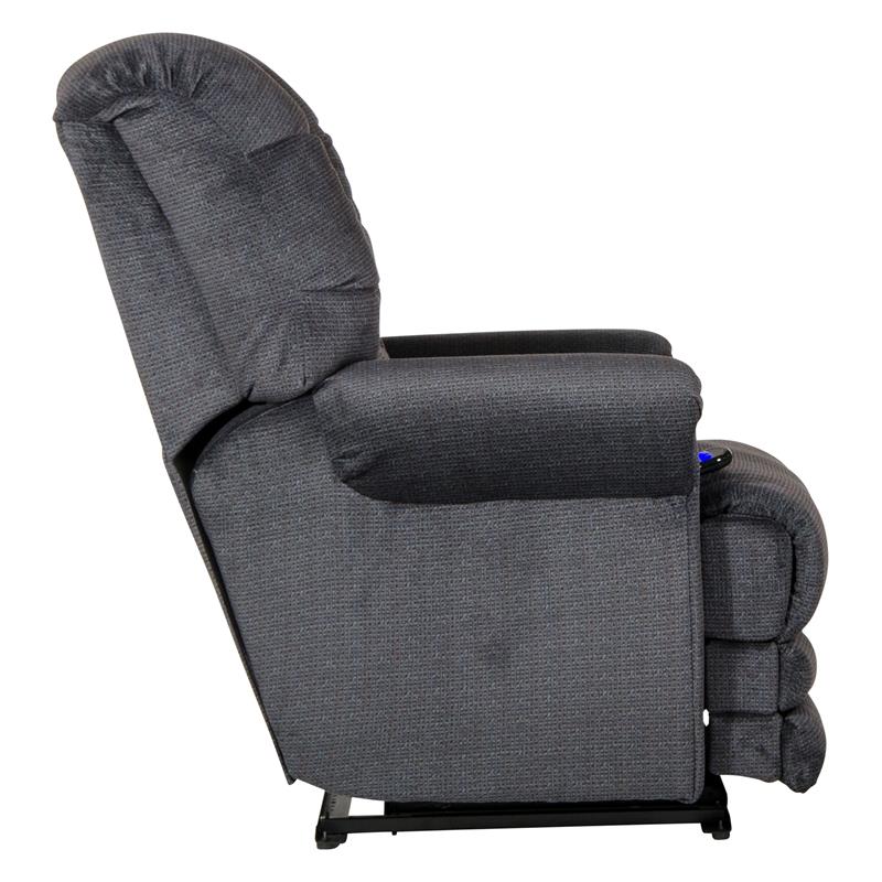 Bowery Hill Power Lay Flat Recliner in Blue Polyester Fabric