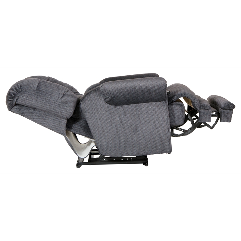 Bowery Hill Power Lay Flat Recliner in Blue Polyester Fabric