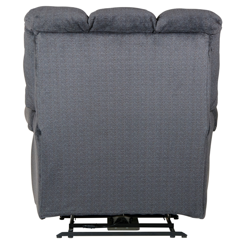 Bowery Hill Power Lay Flat Recliner in Blue Polyester Fabric