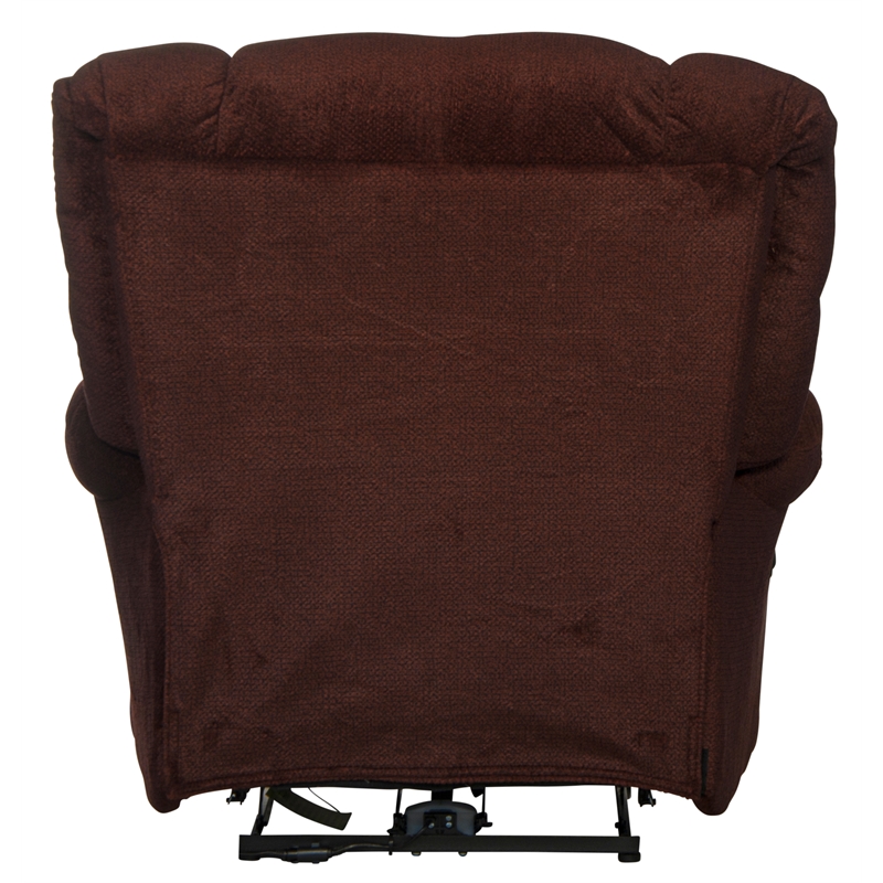 Bowery Hill Power Lay Flat Recliner in Cranberry Red Polyester Fabric