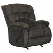 Bowery Hill Traditional Chaise Rocker Recliner in Gray Polyester Fabric